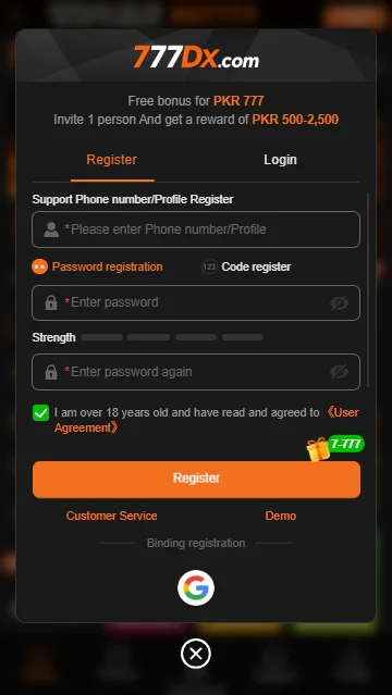 777dx login and register