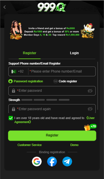999q register and login