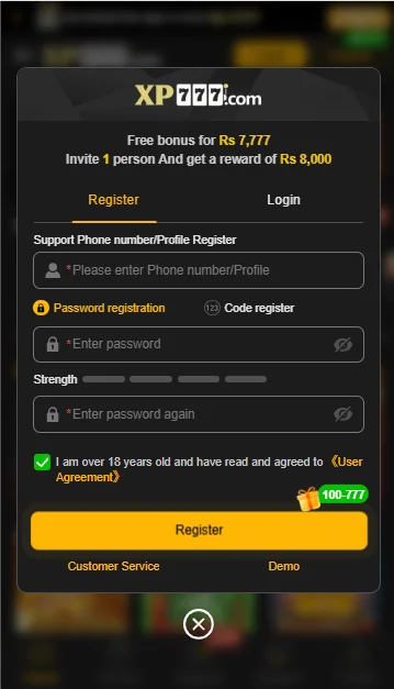 xp777 register